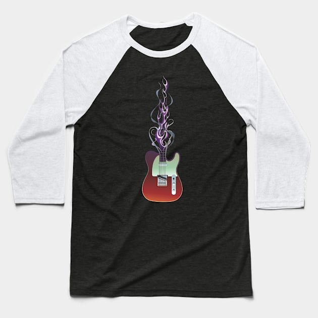 Flaming Telecaster Baseball T-Shirt by TrevorIrvin